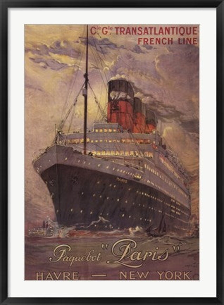 Framed Art Paquebot Paris by Albert Sebile Wall Decor 18x24 Artwork